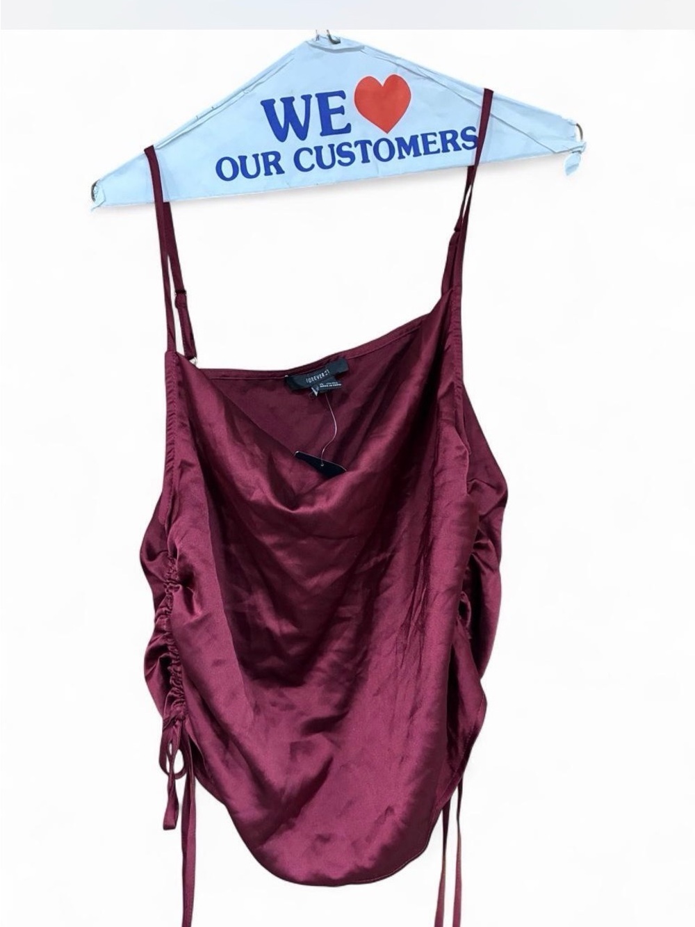 Forever 21 Satin Cowl-Neck Camisole — Burgundy